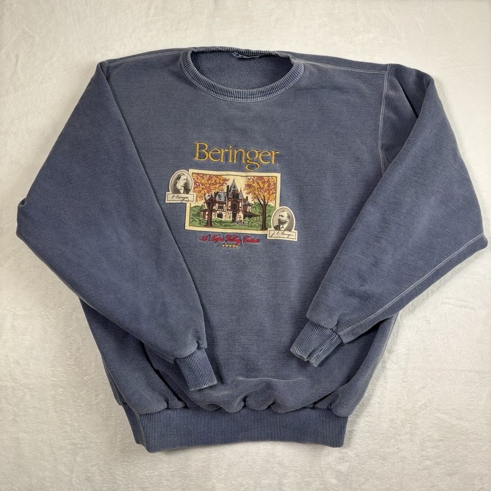 VTG‎ SDI Beringer Napa Valley Estate Blue Pullover LS Fleece Sweatshirt Men's XL